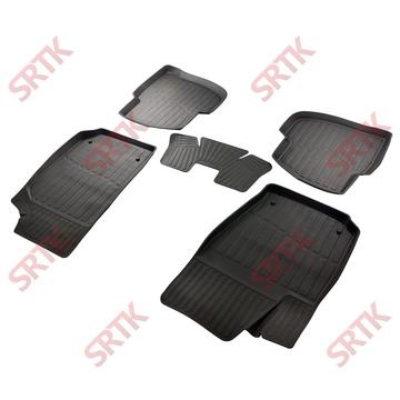 Коврики резиновые 2D PREMIUM для Volkswagen Polo SD (2009-2020) (низкий борт)